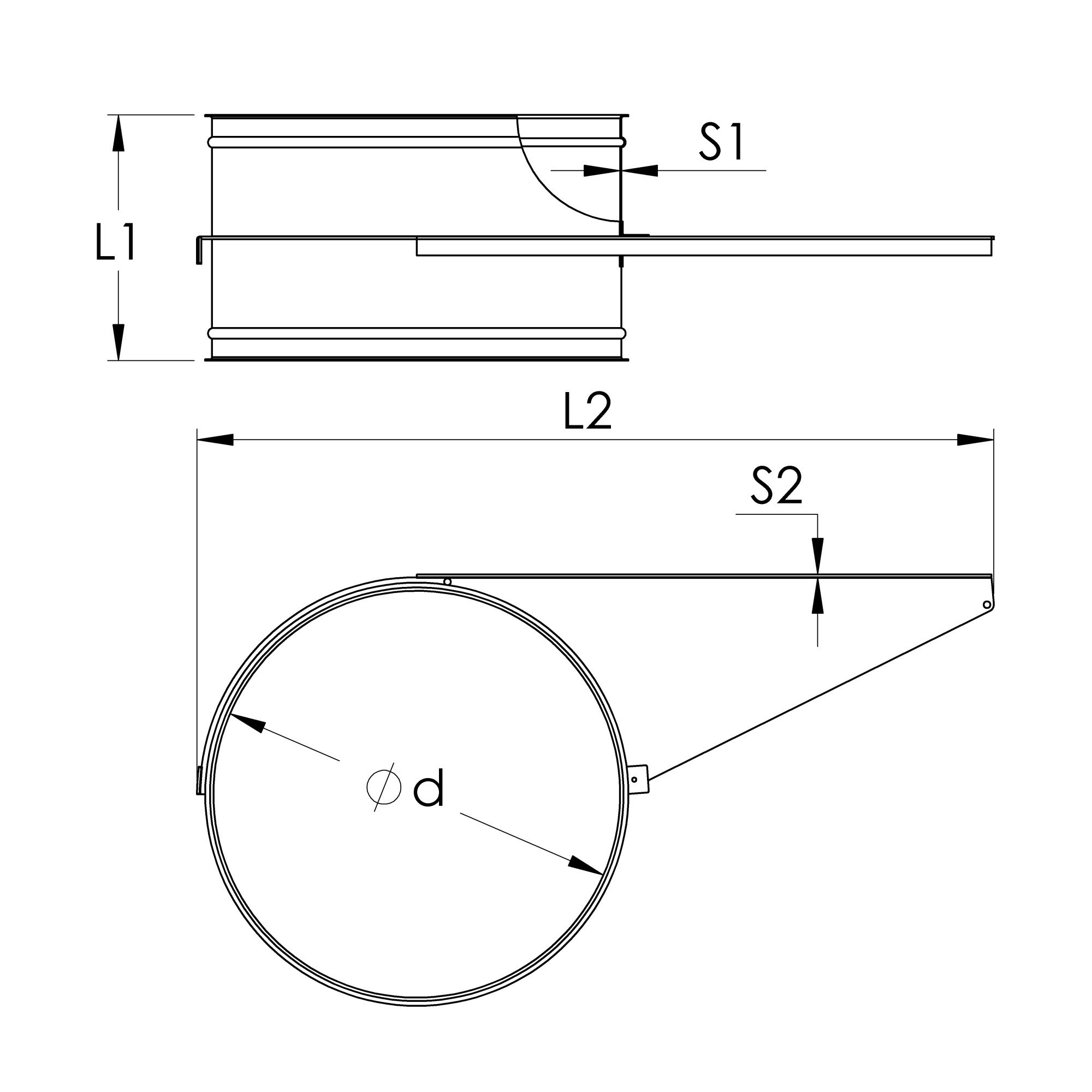 Kettenschieber Rohr-Ø D = 100 mm