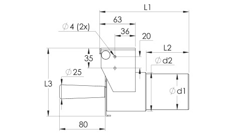Klappenventil mit Rohr L = 75 mm - Zeichnung