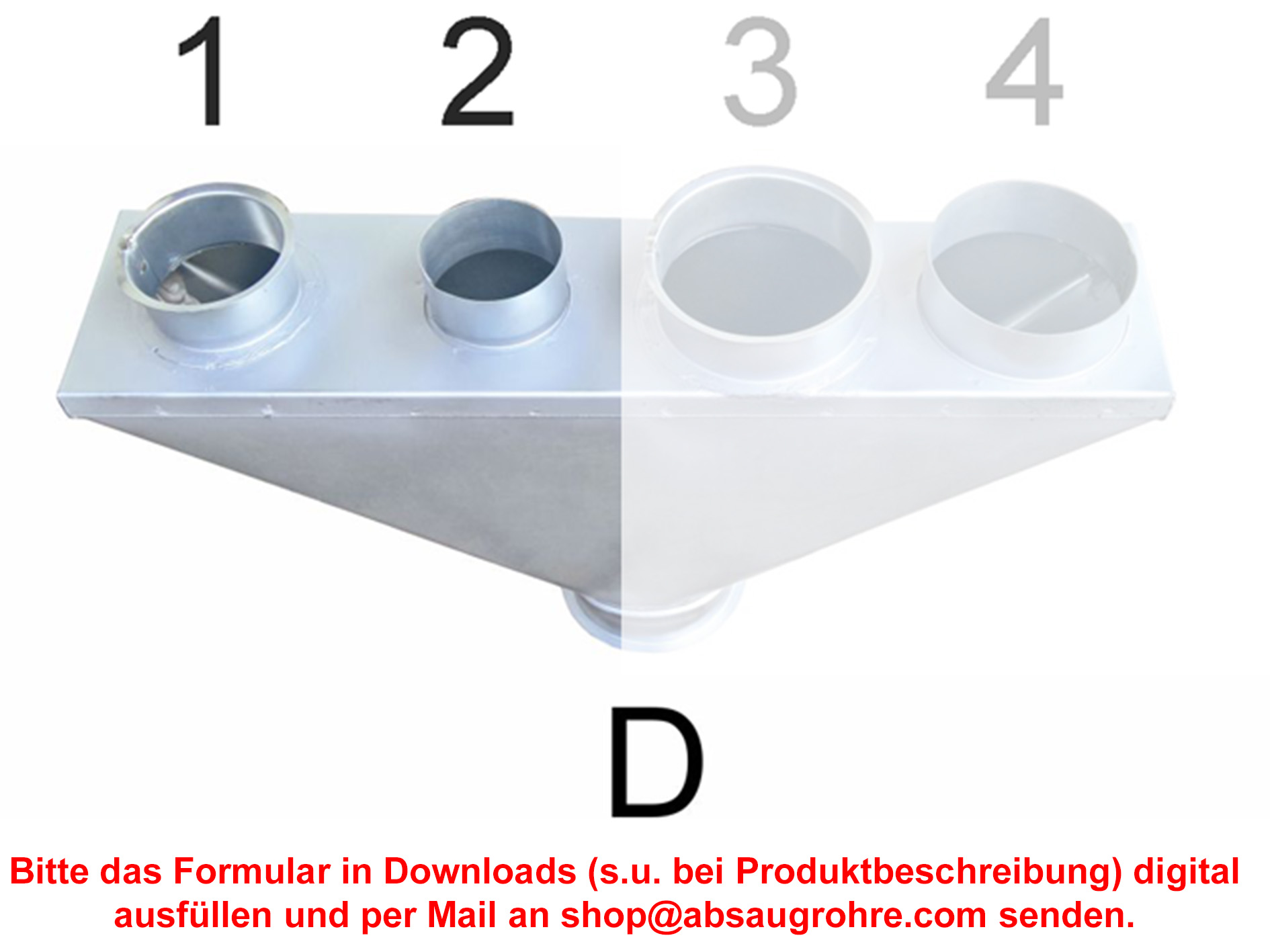 Sammler mit 2 Schlauch- oder Rohranschlüssen (Abb. ähnlich)