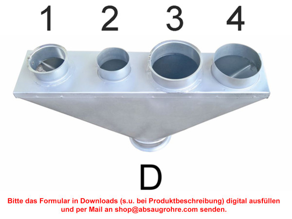 Sammler mit 4 Schlauch- oder Rohranschlüssen (Abb. ähnlich)